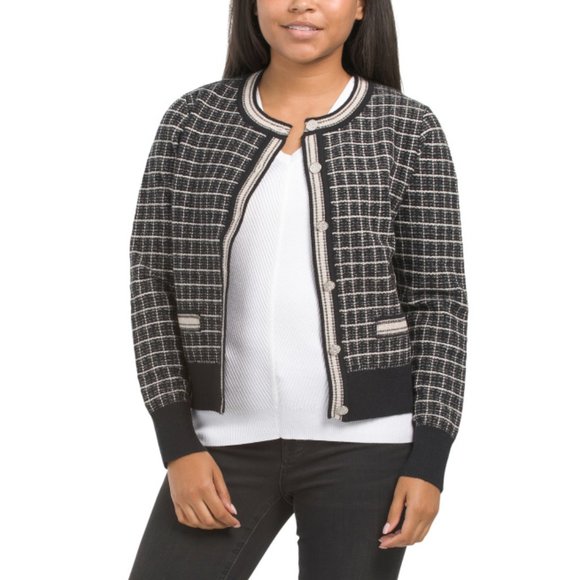 CLICHE Black/white Lady Like Cardigan